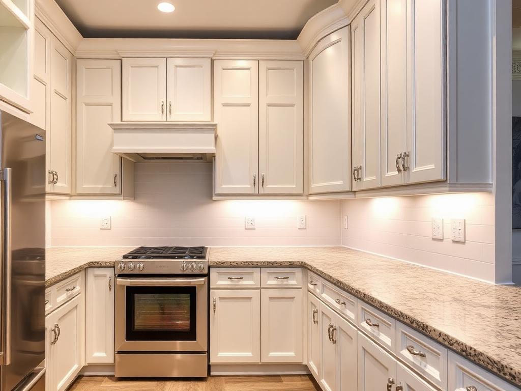 Custom white shaker cabinets with granite countertops