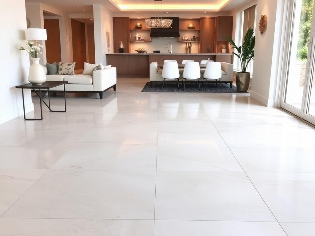 Large format porcelain tile flooring installation