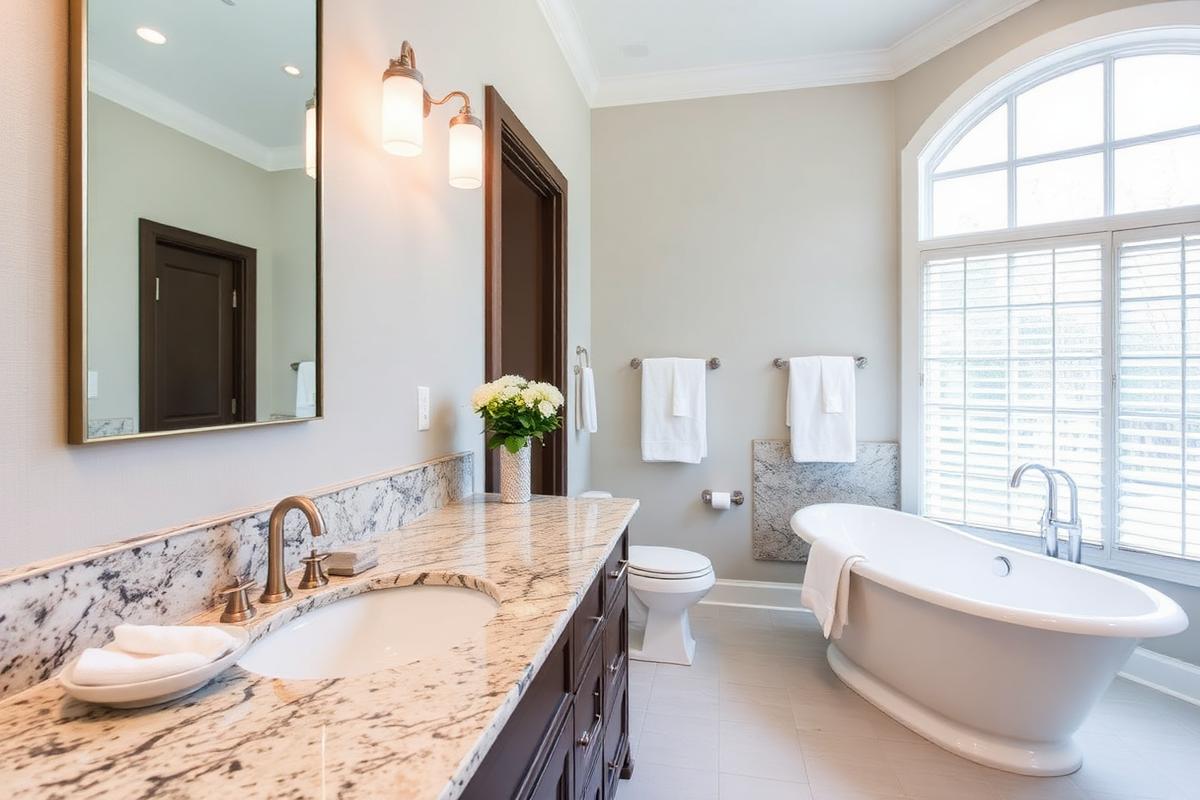 Bathroom remodel with granite vanity in Friendswood TX