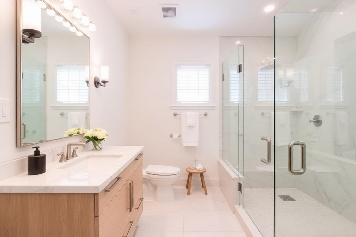 Bathroom remodel with quartz vanity in League City TX