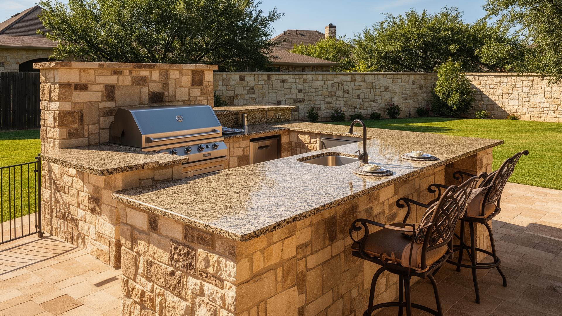 Outdoor kitchen stone surfaces in Alvin, TX