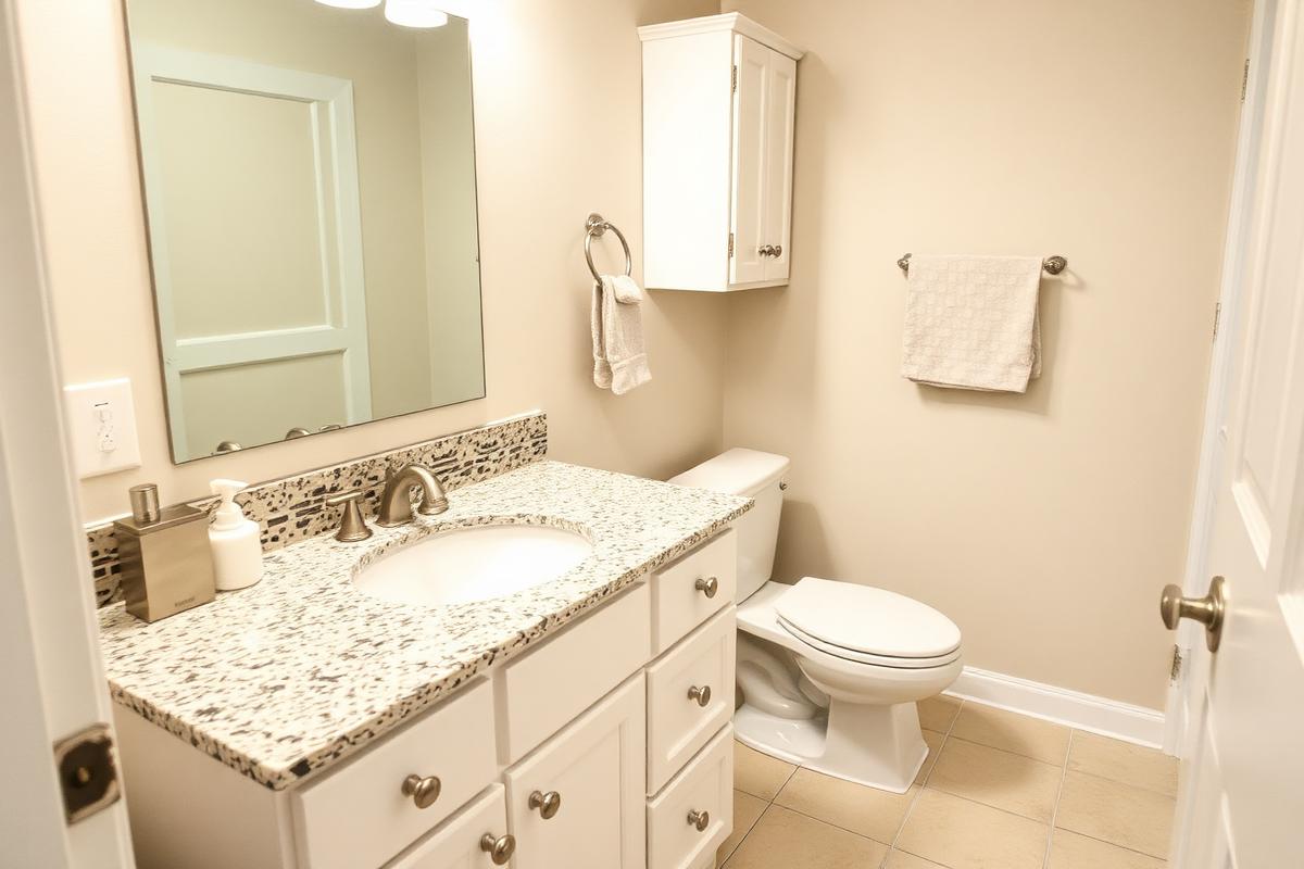 Bathroom remodel with granite vanity in Rosharon TX