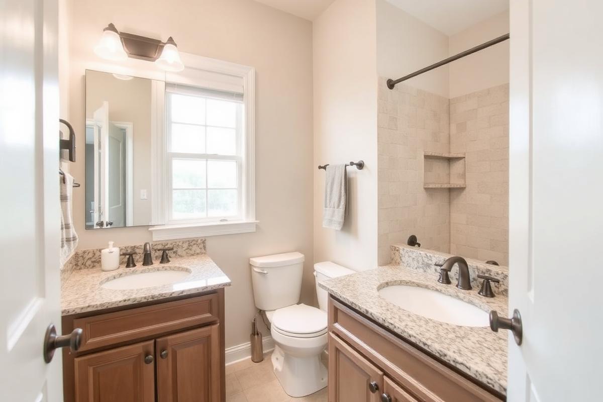 Bathroom remodel with granite vanity in Santa Fe TX